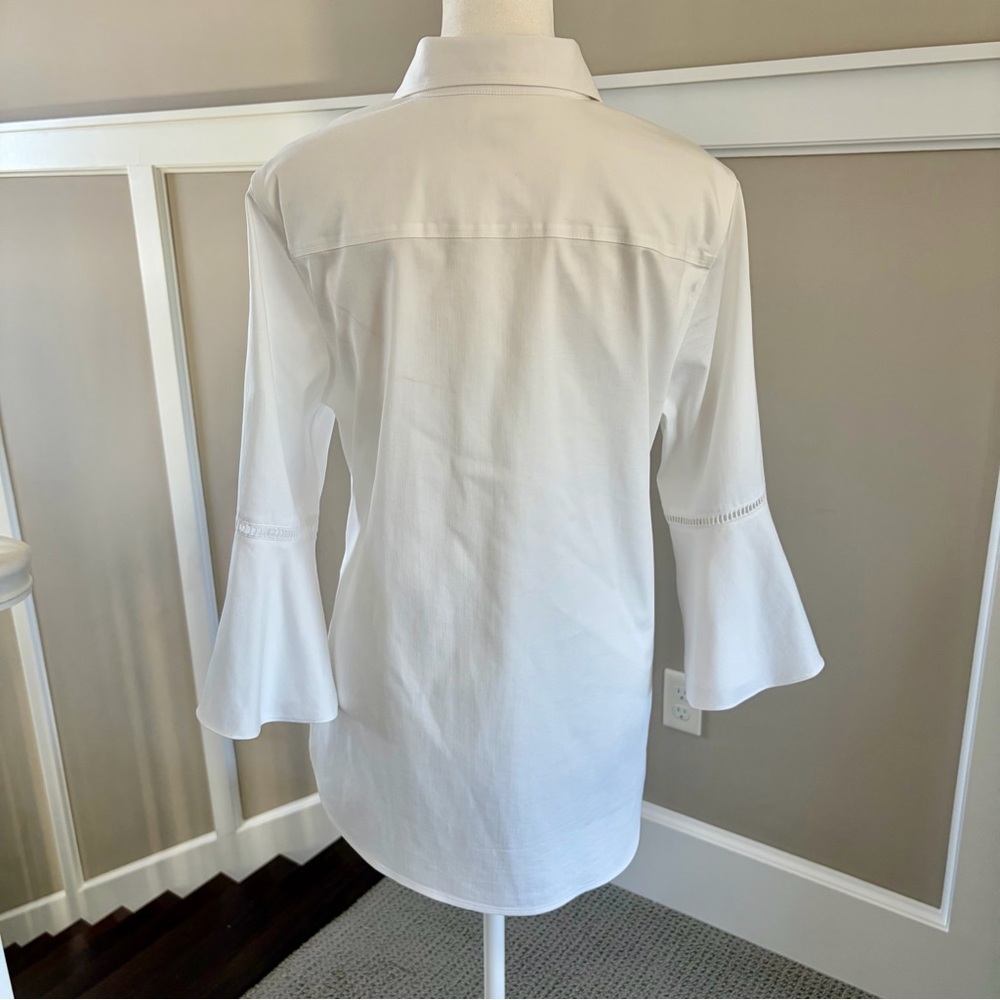 Chico’s Optic White , Button Down Blouse With Fla… - image 5